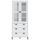 vitrineskab VIKEN 80x40x190 cm massivt fyrretræ hvid