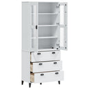 vitrineskab VIKEN 80x40x190 cm massivt fyrretræ hvid