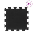 gulvmåtter 9 stk. 30x30 cm 16 mm gummi sort