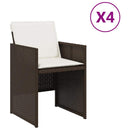 havestole 4 stk. med hynder polyrattan brun