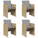 havestole 4 stk. med hynder polyrattan blandet beige
