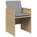 havestole 4 stk. med hynder polyrattan blandet beige