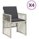 havestole 4 stk. med hynder polyrattan lysegrå