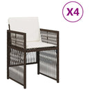 havestole 4 stk. med hynder polyrattan brun
