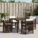 havestole 4 stk. med hynder polyrattan brun