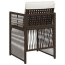 havestole 4 stk. med hynder polyrattan brun