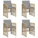 havestole 4 stk. med hynder polyrattan blandet beige