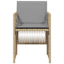 havestole 4 stk. med hynder polyrattan blandet beige