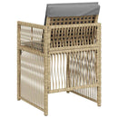 havestole 4 stk. med hynder polyrattan blandet beige