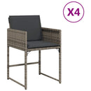 havestole med hynder 4 stk. polyrattan grå
