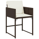 havestole 4 stk. med hynder polyrattan brun