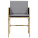 havestole 4 stk. med hynder polyrattan blandet beige
