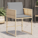 havestole 4 stk. med hynder polyrattan blandet beige