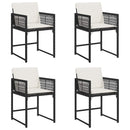 havestole med hynder 4 stk. polyrattan sort