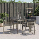 havestole med hynder 4 stk. polyrattan grå