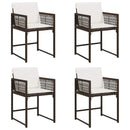havestole 4 stk. med hynder polyrattan brun