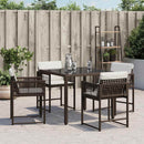havestole 4 stk. med hynder polyrattan brun