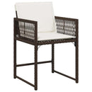 havestole 4 stk. med hynder polyrattan brun