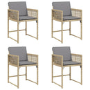 havestole 4 stk. med hynder polyrattan blandet beige