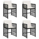havestole med hynder 4 stk. polyrattan sort
