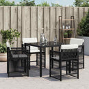 havestole med hynder 4 stk. polyrattan sort