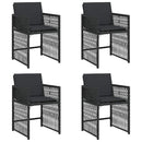 havestole med hynder 4 stk. polyrattan sort