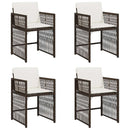 havestole 4 stk. med hynder polyrattan brun