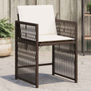 havestole 4 stk. med hynder polyrattan brun