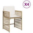 havestole 4 stk. med hynder polyrattan beige