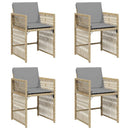 havestole 4 stk. med hynder polyrattan blandet beige