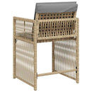 havestole 4 stk. med hynder polyrattan blandet beige