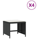 haveskammel med hynder 4 stk. 41x41x36 cm polyrattan sort