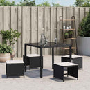 haveskammel med hynder 4 stk. 41x41x36 cm polyrattan sort