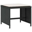 haveskammel med hynder 4 stk. 41x41x36 cm polyrattan sort