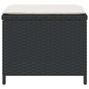 haveskammel med hynder 4 stk. 41x41x36 cm polyrattan sort