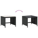 haveskammel med hynder 4 stk. 41x41x36 cm polyrattan sort