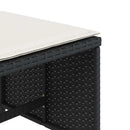 haveskammel med hynder 4 stk. 41x41x36 cm polyrattan sort