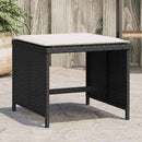 haveskammel med hynder 4 stk. 41x41x36 cm polyrattan sort