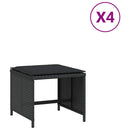 haveskammel med hynder 4 stk. 41x41x36 cm polyrattan sort