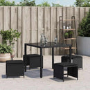 haveskammel med hynder 4 stk. 41x41x36 cm polyrattan sort