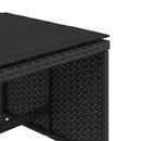 haveskammel med hynder 4 stk. 41x41x36 cm polyrattan sort