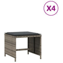 haveskamler 4 stk. med hynder 41x41x36 cm polyrattan grå