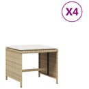 haveskamler 4 stk. med hynder 41x41x36 cm polyrattan beige