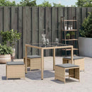 haveskamler 4 stk. med hynder 41x41x36 cm polyrattan beige