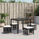haveskammel med hynder 4 stk. 41x41x36 cm polyrattan sort