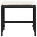 haveskammel med hynder 4 stk. 41x41x36 cm polyrattan sort