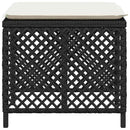 haveskammel med hynder 4 stk. 41x41x36 cm polyrattan sort