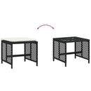 haveskammel med hynder 4 stk. 41x41x36 cm polyrattan sort