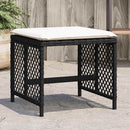haveskammel med hynder 4 stk. 41x41x36 cm polyrattan sort