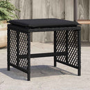 haveskammel med hynder 4 stk. 41x41x36 cm polyrattan sort